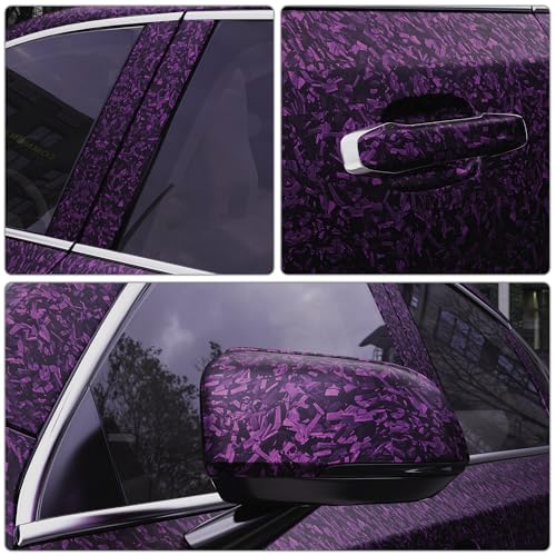 Image of Lypumso Forged Carbon Fiber Vinyl Wrap, Matte Purple Vinyl Film Roll with Bubble Free Air Release Technology, Premium Self Adhesive Automotive DIY Sticker for Car Interior Exterior (1ft x 5ft)
