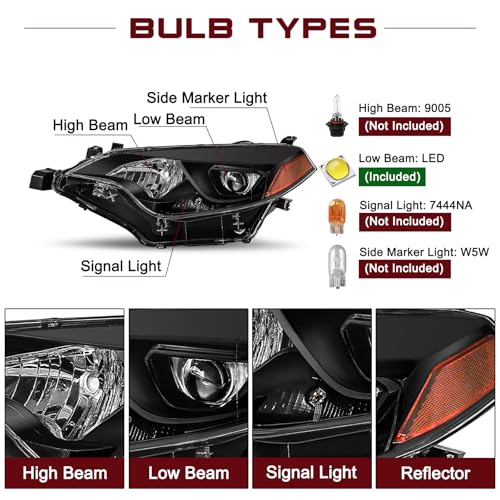 Image of JSBOYAT Headlights Assembly for 2014 2015 2016 Toyota Corolla