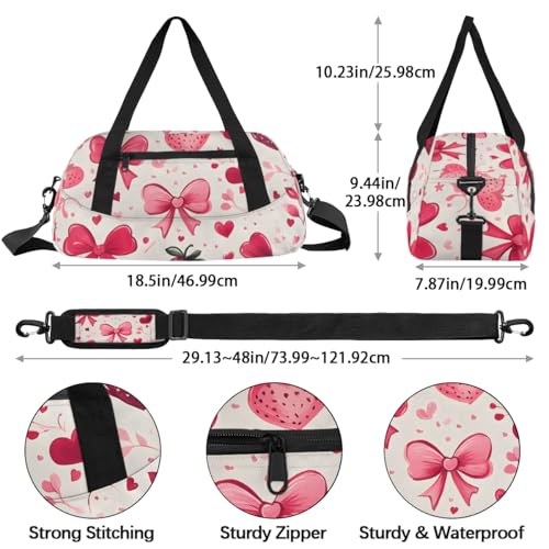 Strawberry Pastel Pattern Kids Duffle Bag Boys Girls Small Sport Dance Gym Bag for Overnight Travel Weekender Carry On4