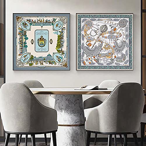 Toile Peinture Animaux Abstraits 60x60cm de Style Moderne pour Décoration Murale de Salon