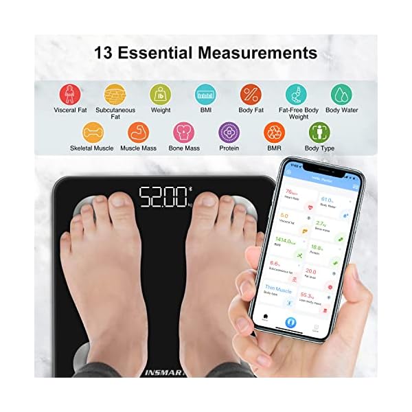 Báscula Grasa Corporal Báscula de Baño Bluetooth con APP Inteligente, 13 Monitores - Imagen 3