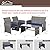 Shintenchi 4-Piece Outdoor Gray Wicker Patio Conversation Furniture Set, Rattan Patio Furniture Set with Weather Resistant Cushions and Tempered Glass Tabletop,Deep Blue