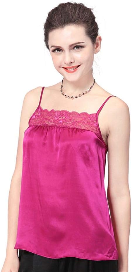Forever Angel Basic Womens 100% Silk Camisole Tank Tops Cami with Soft Satin