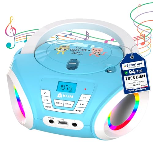 Lecteur CD enfant KLIM Candy avec radio FM rose et bleu