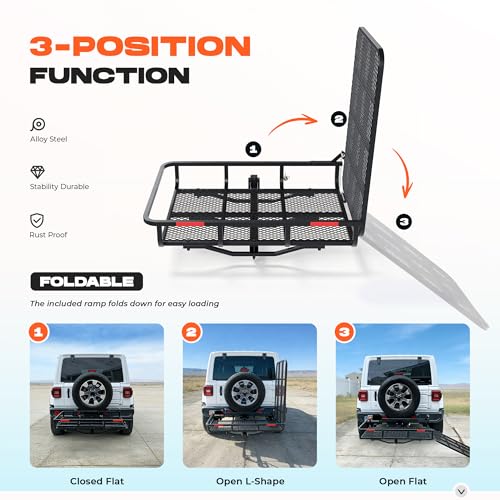 Image of ALMULOO Hitch Mount Carrier with Folding Ramp for Wheelchairs and Lawn