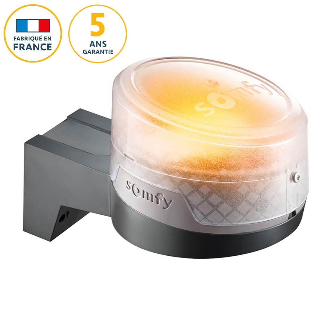 Somfy 9026513 - Support mural pour feu clignotant à LED blanc ou orange - Fabriqué en France
