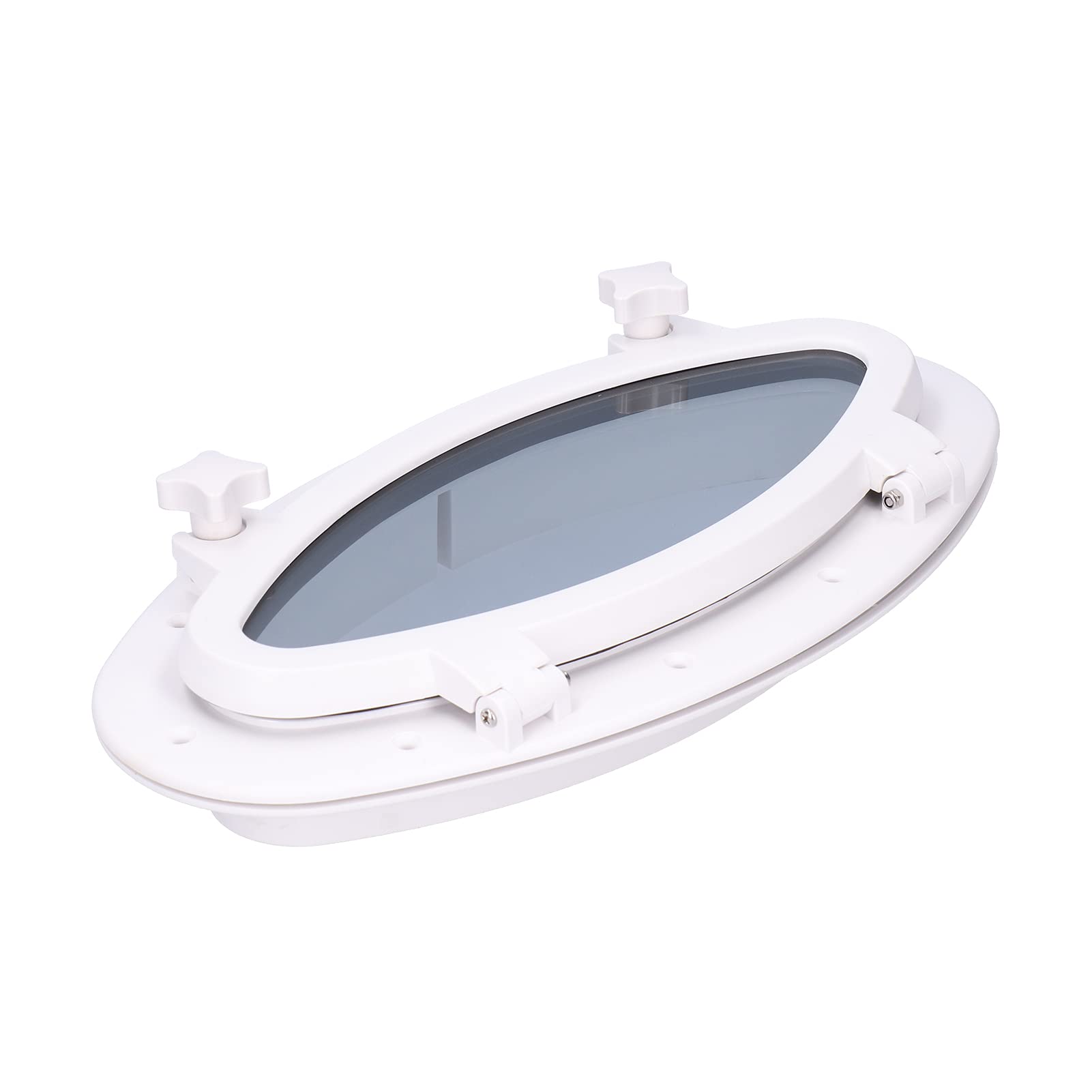 Alomejor Portillo de Barco de Vidrio Templado Blanco 16 X 8-5 Ventana de Apertura de 8 Pulgadas con Marco de ABS Accesorios de Acero Inoxidable 316 Diseño Sellado para Barco Marino Yate RV