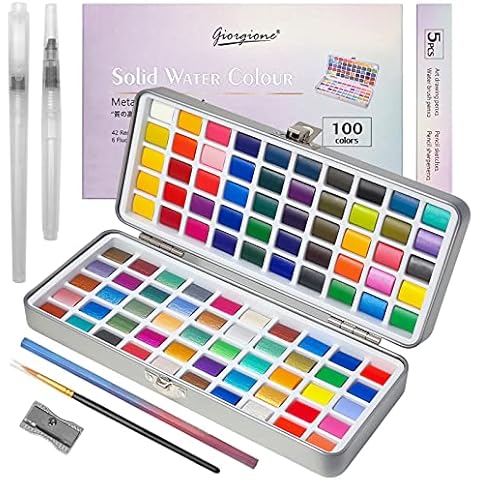 yoyoblue Acuarelas Profesionales con 100 Watercolor y 40 Colores Metalizadas Cover