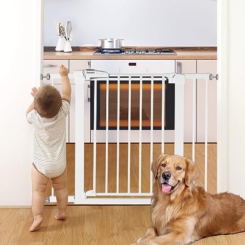 Babeliometalbabygate2943autocloseeasyinstallpetgateextrawidewalkthruchildsafetygate30tallpressuremounteddoggatefordoorwaysstairswhite  Urban Country Home Decor Babelio metal baby gate 29 43 auto close easy install pet gate extra wide walk thru child safety gate 30 tall pressure mounted dog gate for doorways stairs white  urban country home decor