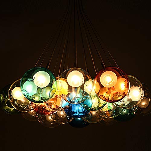 Candelabro de globo de vidrio esférico con 3 luces G4 de colores para techo 5