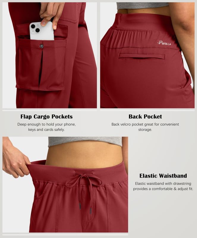 Pudolla Women's Cargo Capri Pants Lightweight Quick Dry Hiking Pants Summer Travel Casual Capris with 5 Pockets - Image 5