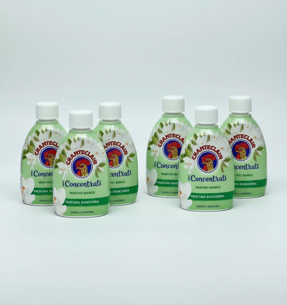 Detergente Concentrato Profuma Biancheria e Bucato, 5 Fragranze Premium, set da 3 o da 6, per Lavatrice e Lavaggio a Mano (x6, Muschio Bianco)