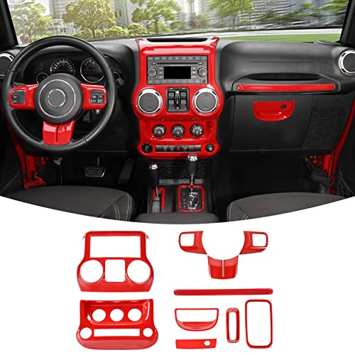 RT-TCZ for Jeep JK Interior Trim Kit Red, JKU Center Console Dash...