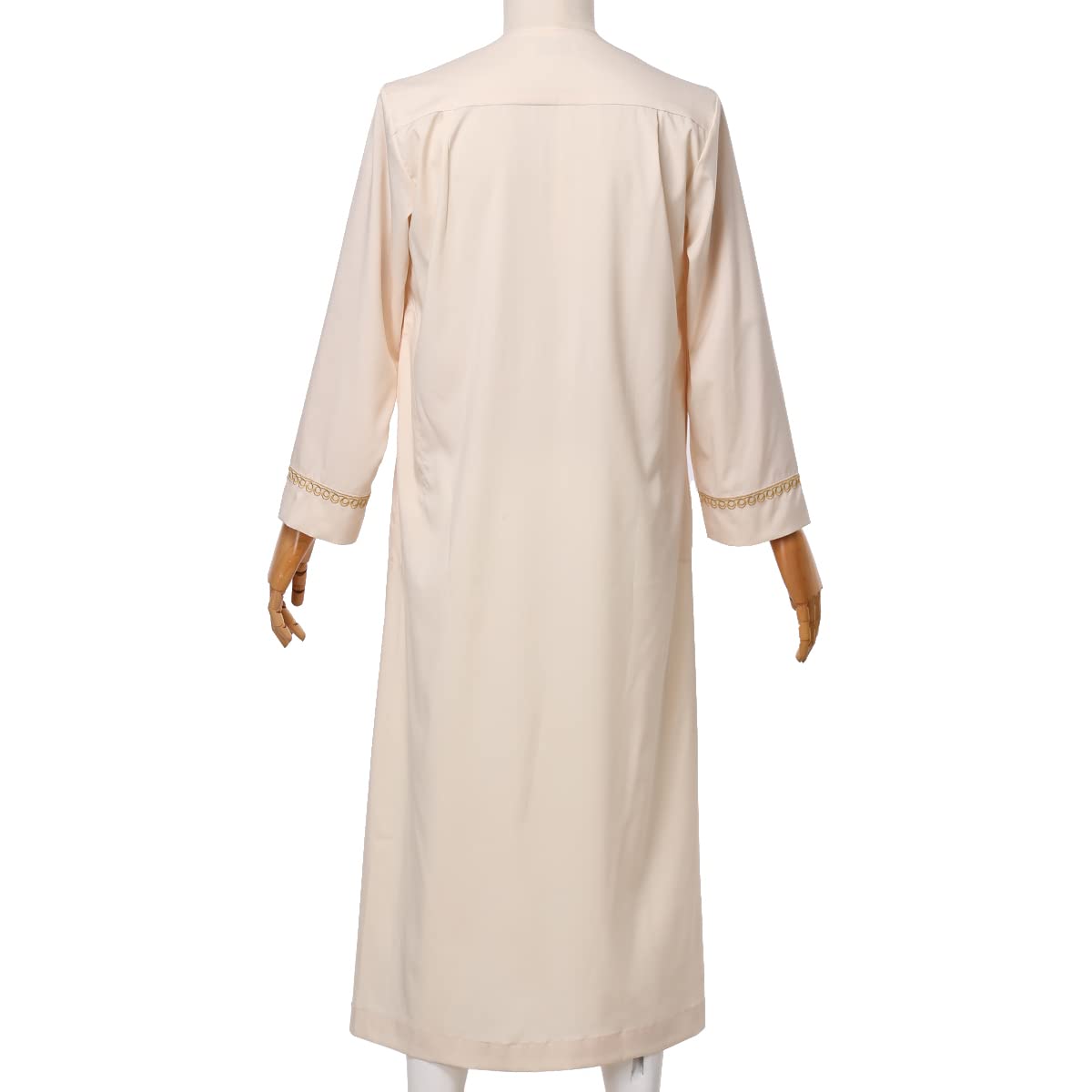 CAMDOM Vestido Thobe Árabe para Hombre,Túnica Kaftan Islámico Largo Casual,Cuello en V Holgado,Ropa Tradicional Musulmana para Eid, Ramadán, Bodas