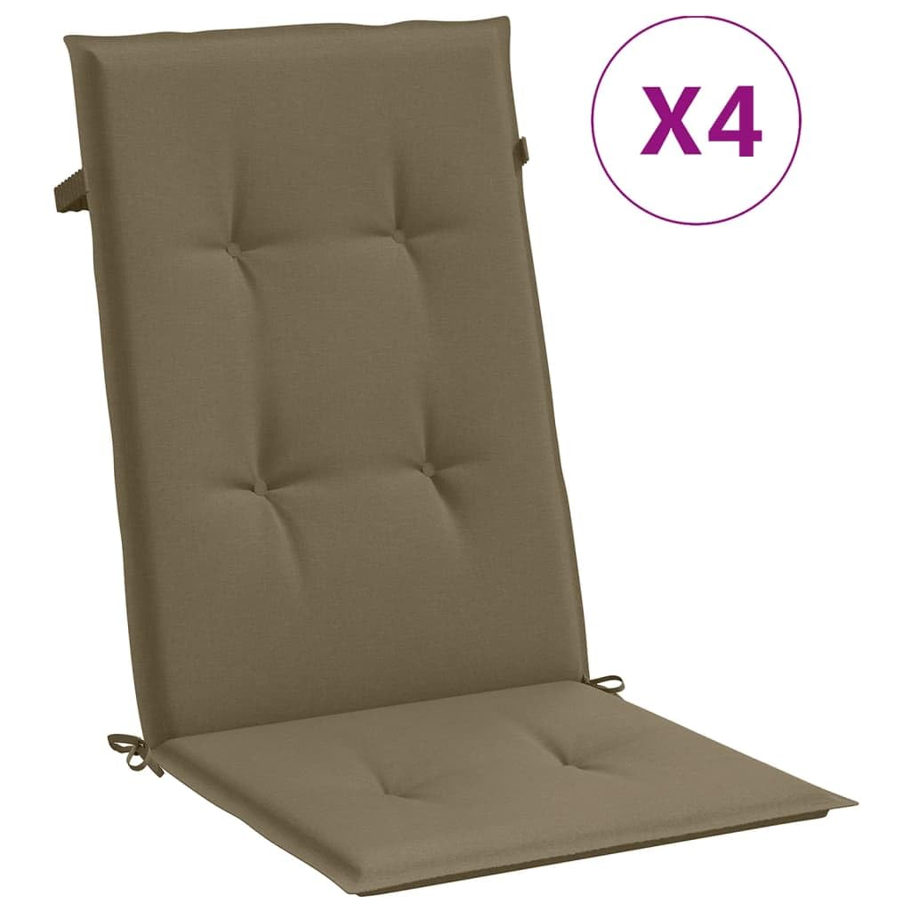 ShGaxin Cojines Silla Respaldo Alto 4 uds Tela Taupe Melange 120x50x4cm, Cojines para Butacas De Jardin, Cojines Sillas Cocina, Cojines para Sillas De Terraza, Cojin Silla Exterior - 4002437