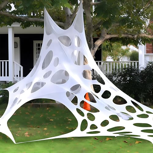 Image of 1000sqft Halloween Giant Spider Web Decoration,Cut Your Own Stretchy Spider Netting, DIY Spooky Flexible Spider Webs Decor for Halloween Haunted House Outdoor Decorations Holiday Party Supplies