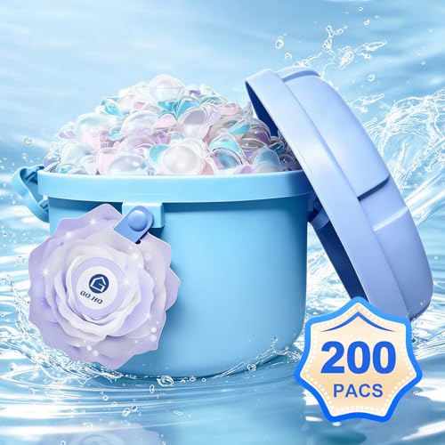 Image of 200-Count Laundry Detergent Pods, 5-in-1 Powerful Clean, Stain Remover, Color Protector, Fabric Care, Deep Intensive Clean, HE Compatible (Pear & Freesia)