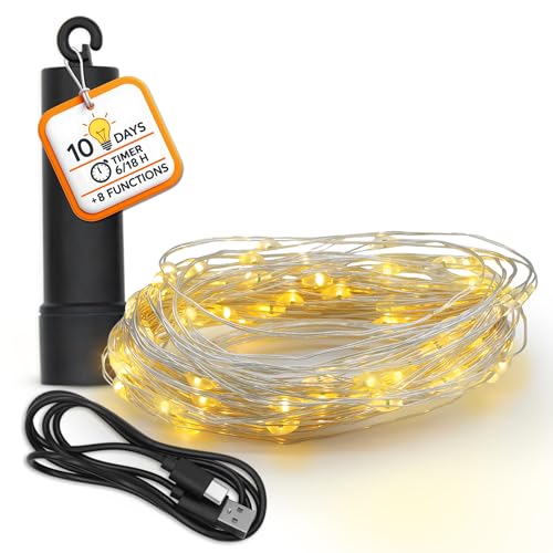 Akku Draht Lichterkette USB aufladbar bis 10 Tage Leuchtdauer mit...