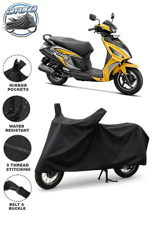 Image of DAXO Waterproof Scooty Cover for Hero Maestro Edge 125 | All Weather Protection from Rain, Dust, UV Rays & Scratches with Mirror Pockets & Buckle Belt | Maestro Edge 125 Scooty Cover