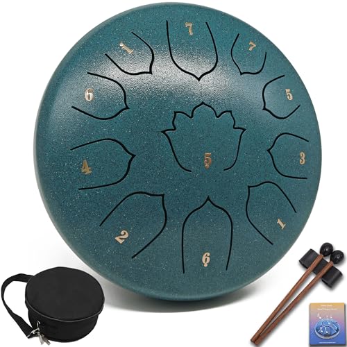 Vesyman 8.5-Inch 11-Note Steel Tongue Drum Rain Drum for Outside and Garden Musical Gift for Family and Friends Great for Music Learning Yoga and Meditation