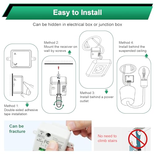 Interrupteur sans fil 230V avec 3 récepteurs et 2 commandes pour maison