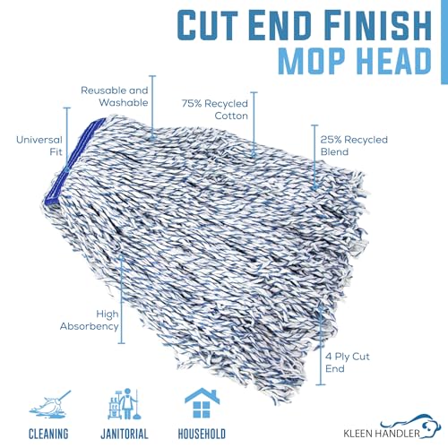 Image of Kleen Handler Cut End Finish Mop Head Replacement,Universal Headband, 6Pack