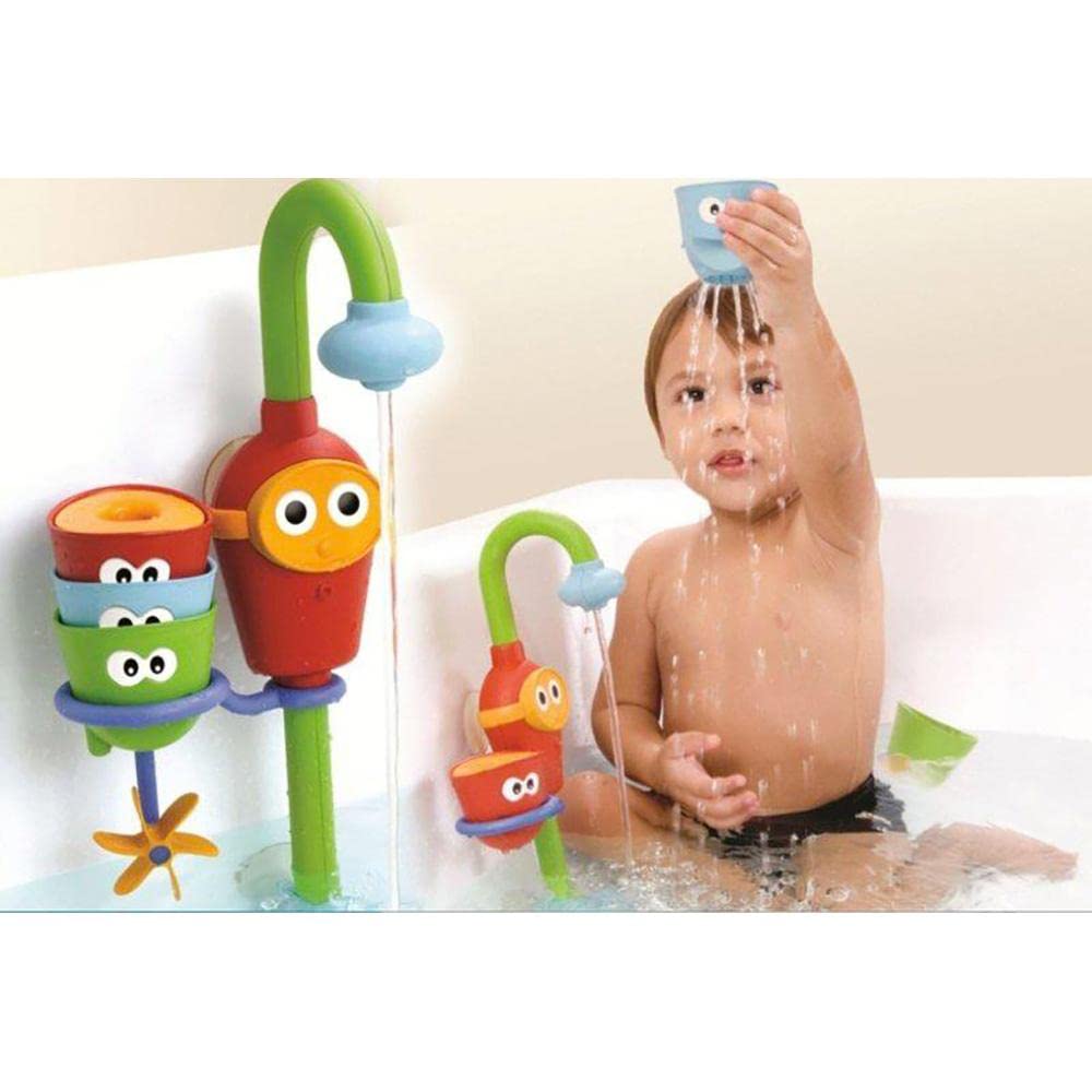 Juguete de baño para niños pequeños y bebés (de 1 a 3 años): Flow N Fill - 3 tazas de juego apilables - Juguete interactivo de manguera y vasos con múltiples aspectos de juego - Haz que la 7