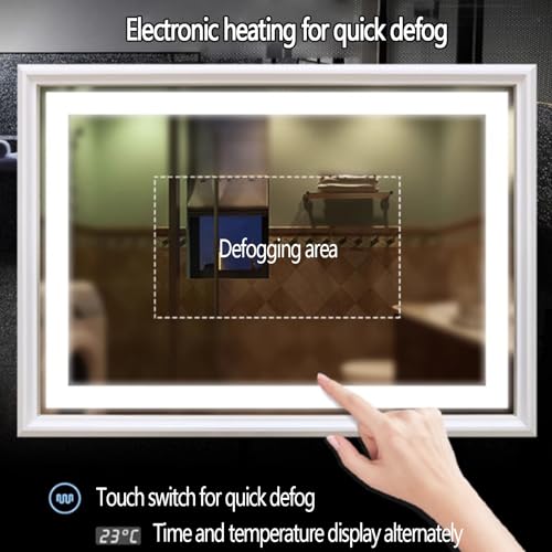Miroir de salle de bain intelligent en bois massif LED