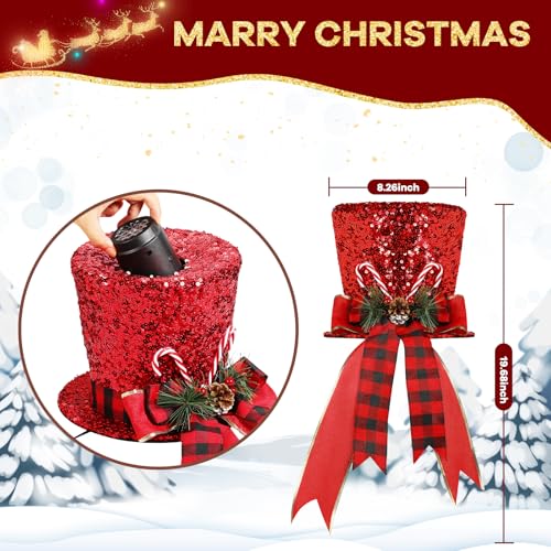 Christmas-Tree-Hat-Topper-wProjection-Modes-Lighted-Large-Red-Sequins-Hat-Xmas-Tree-Topper-wPine-Cone-and-Bow-Ribbon-Ornament-Xmas-Tree-Topper-Top-Hat-for-Home-Holiday-Tree-Decoration-Xmas-Gifts Christmas Tree Hat Topper wProjection Modes Lighted Large Red Sequins Hat Xmas Tree Topper wPine Cone and Bow Ribbon Ornament Xmas Tree Topper Top Hat for Home Holiday Tree Decoration Xmas Gifts