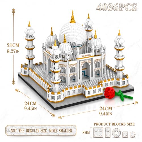 Image of Magicwand DIY 4036 Pcs TAJ Mahal Building Blocks with Rose for Kids & Adults【14 Yrs & Up】【Pack of 1】【White】