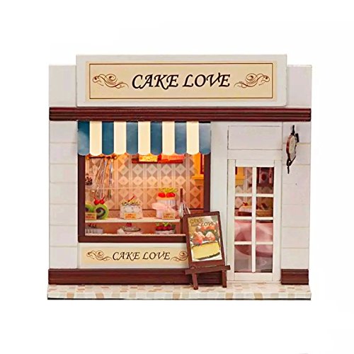 Flever Dollhouse Miniature DIY House Kit Creative Room with Furniture and Cover for Romantic Valentine's Gift(Mind of Cake) Flever Dollhouse Miniature DIY House Kit Creative Room with Furniture and Cover for Romantic Valentine's Gift(Mind of Cake)