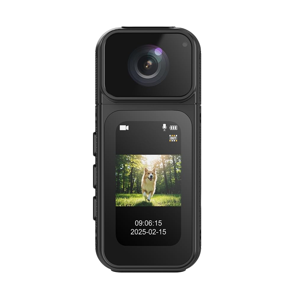 Cvoepobey 2.7K 1080P Thumb Camera 2.7K 1080P Video Recorder Camera 180° Rotate WIFI Sport Cycling Camera 1.47-Inch IPS Screen Video Recorder Camera Black