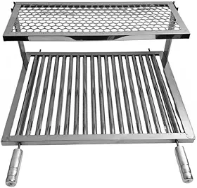 Grelha Churrasco Inox com Grelha Dupla Suspensa Fixa | Uruguaia para Churrasqueira(40x50)