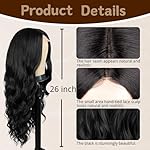 Long Black Wig for Women 26 Inch Middle Part Wavy Women Charming Hair Realistic Natural Looking Synthetic Heat Resistant Fiber Wig for Daily Party Use - Image 3