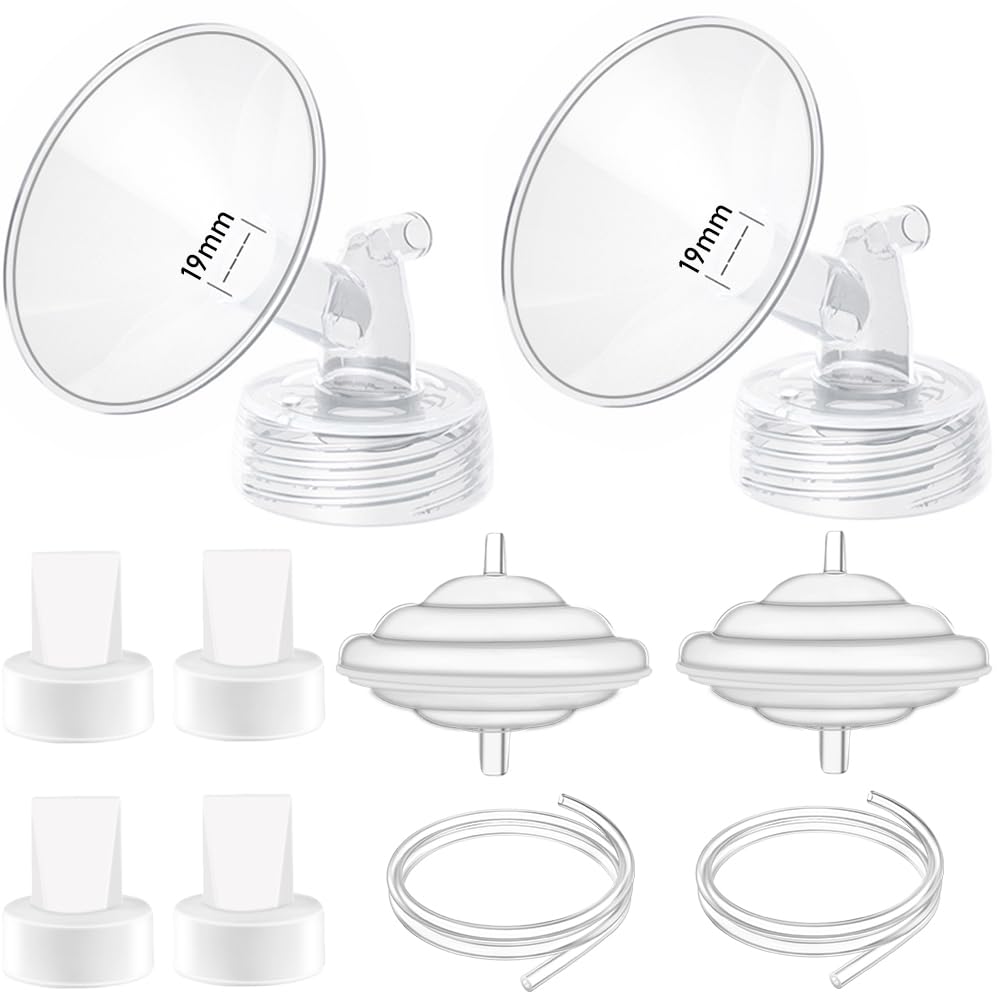 19mm Flange Pump Parts Compatible Spectra S1 S2 9 Breast Pumps Replacement,Full Set Replacements Include Flange Backflow Protector Membrane Duckbill