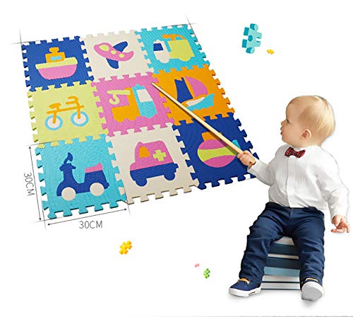 HB.YE Kleurrijk tapijt kruipmat speelmat babymat puzzelmat baby schuim puzzelmat vanaf nul kinderen speeltapijt speelmat baby kruipvloer slaapkamer yoga gymhal (auto, 9-delig) - Afbeelding 5