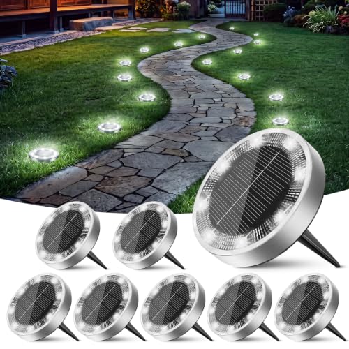 Peasur Solar Lights Outdoor Waterproof, 8 Pack Solar Powered Ground Lights Outdoor, IP68 Waterproof...