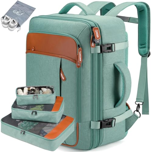 Lumesner 40L Expandable Carry On Travel Backpack with 4 Packing Cubes