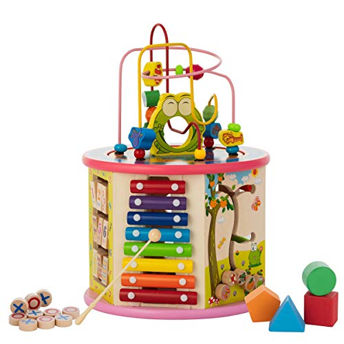 Activity Cube Wooden Center 8-in-1 Educational Toys Best Learning Toys for Boys or