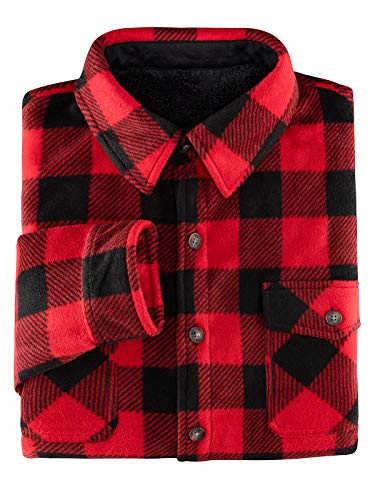 ThCreasa Mens Sherpa Fleece Lined Flannel Shirt Jacket Warm Button Down Plaid Shirt-Jac4