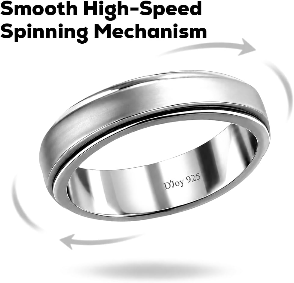 925 Sterling Silver Spinner Fidget Anxiety Ring for Women image 2