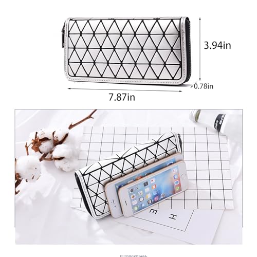 Women Wallet Slim RFID Blocking Geometric Quilted Clutch Purse Small Zipper Coin Card Holder for Daily Use Travel Party3