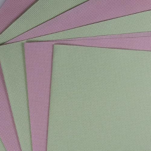 Image of KCS 4 /6 pc of 12 inch x 18 inch 30cmx45cm 16CT Counted Cotton Aida Cloth Cross Stitch Fabric (Pink+Light Green, 6 pc)