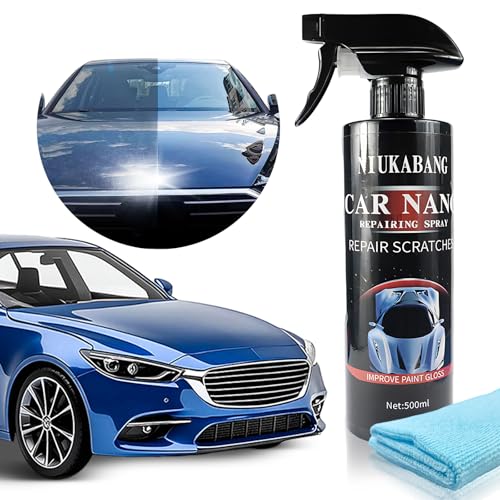 panemy Pulimento Coche Reparador de Arañazos, Pulidora Coche 500ml, Cera Coche Abrillantador Carrocería, Brillo Intenso y Restauración de Pintura, Nano Tratamiento Ceramico Coche Spray +Bayeta Premium