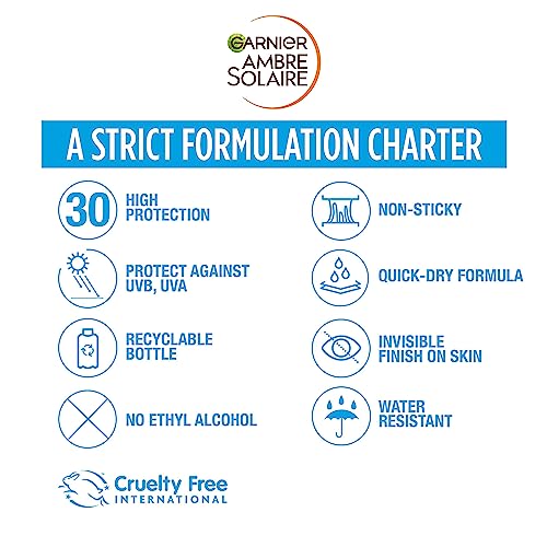 Garnier Ambre Solaire SPF 30 Transparent Sun Cream Spray, Quick Dry, High Sun Protection Factor 30, Water Resistant Sunscreen, Aloe Vera, UVA & UVB Protection, Invisible Protect Mist, 200 ml - Image 4