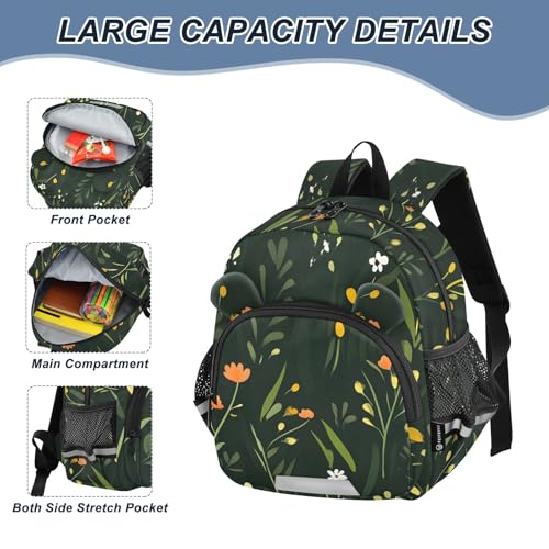 Kid's Backpack for Boys & Girls Toddler Bag Cute Small Floral Backpack with Safety Leash4