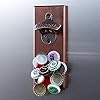 Magnetic bottle opener with cap catcher, wooden wall mounted opener, ideal gift for beer lovers, use as decoration for the kitchen in the garden.