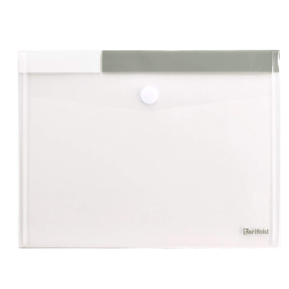 Djois, 510711 - Pack de 5 Carpetas Sobre A4 - Cierre textil scratch, Carpeta Sobre Portadocumentos, Polipropileno Reciclado - Transparente, para oficina, colegio, hogar y viaje