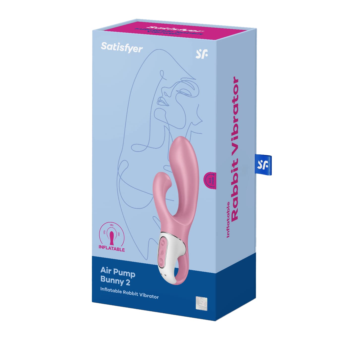 Vibrador Satisfyer Air Pump Bunny 2 | Con eje inflable | Silicona agradable a la piel | juguetes sexuales para mujeres | 12 modos de vibración | Vibrador de ondas de presión para mujeres