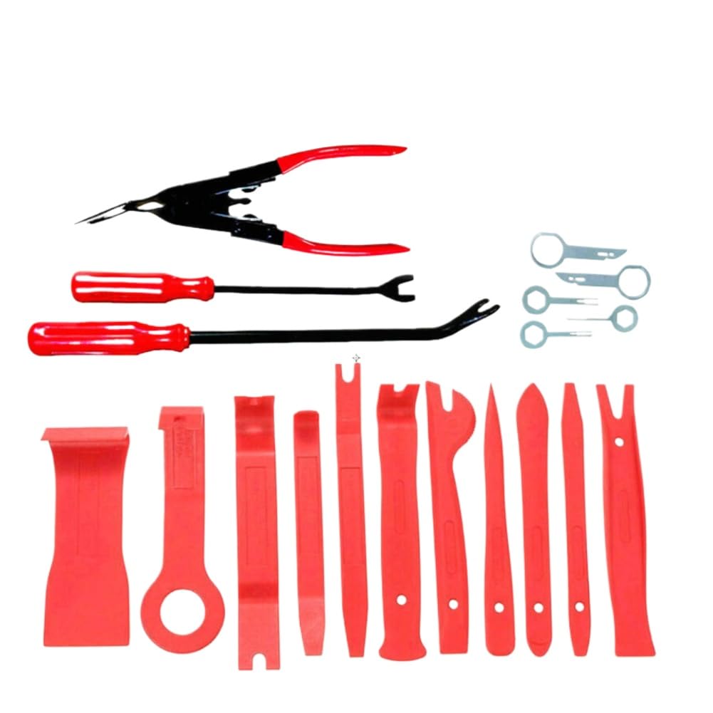 Set di attrezzi manuali, strumento di smontaggio, leva per porta interna, clip, pannello di rivestimento, kit di strumenti per la rimozione del cruscotto, strumento di riparazione auto(19PCS)